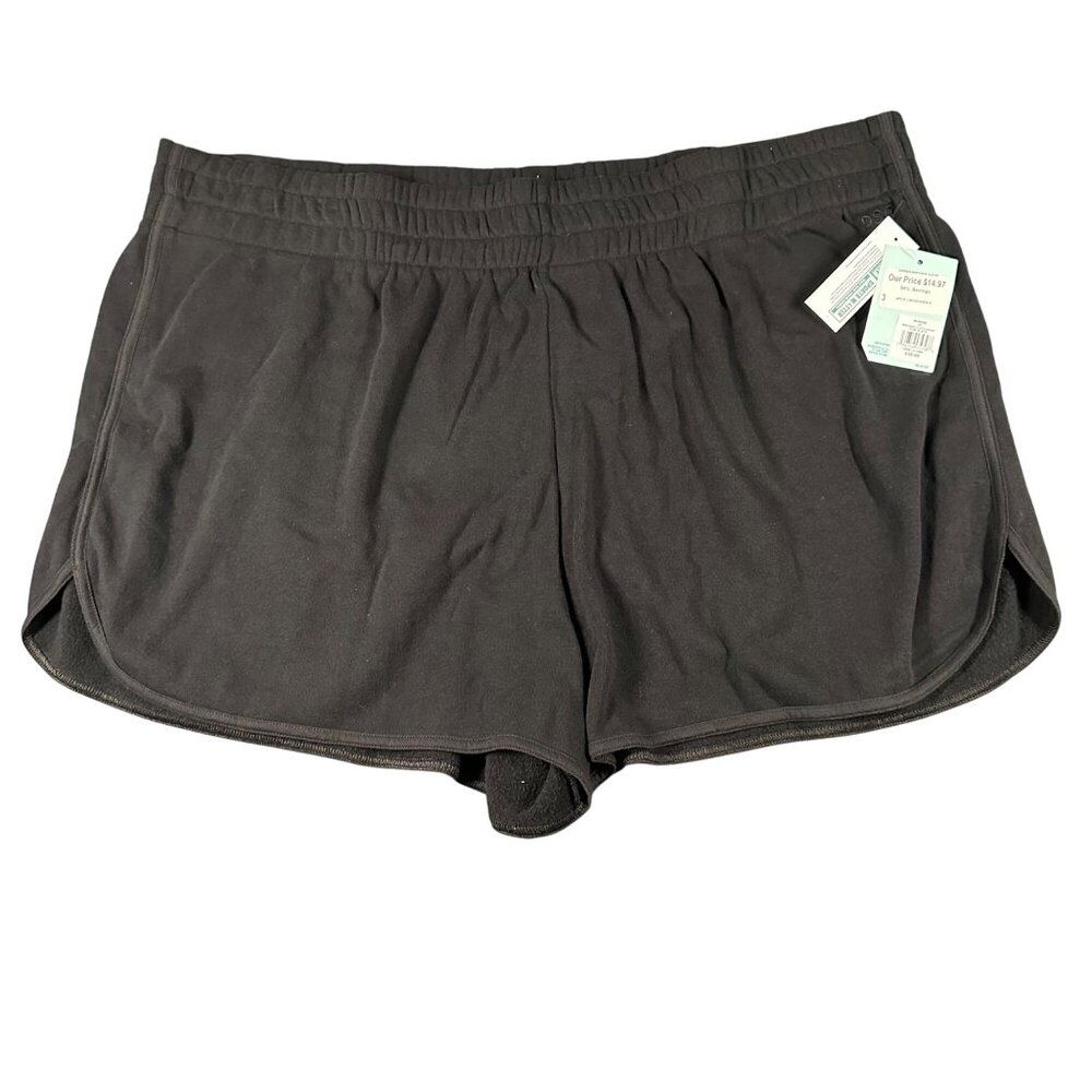 DSG Womens‎ 3X Pure Black High Rise Fleece Shorts Pull On Dolphin Hem NWT